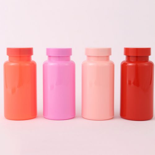 Fras de plástico PET, de color rosado para cápsulas de 150ml.