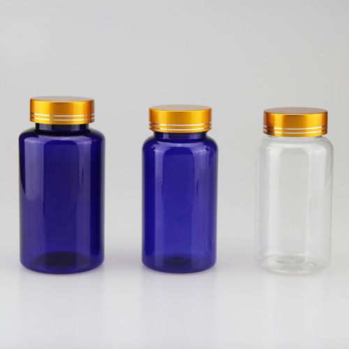 Frascos azules de plástico PET, ara vitaminas  de 150 cc